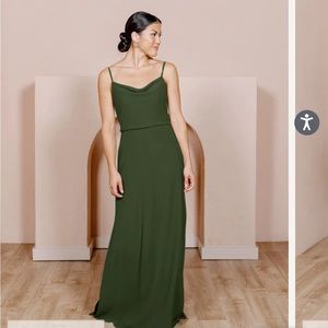 Skye Chiffon Dress-Deep Olive, Size: 2, Length: Regular Maxi: 46 in waist to hem